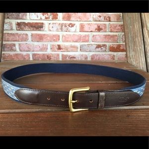 Vineyard Vines Waxed Canvas Leather Fish Belt 36